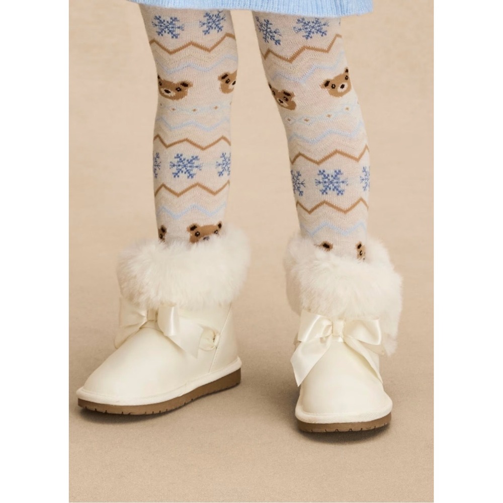 Gymboree Girls 2-Pack Tights Size 10-12 Blue Snowflake Bear Chevron Winter New